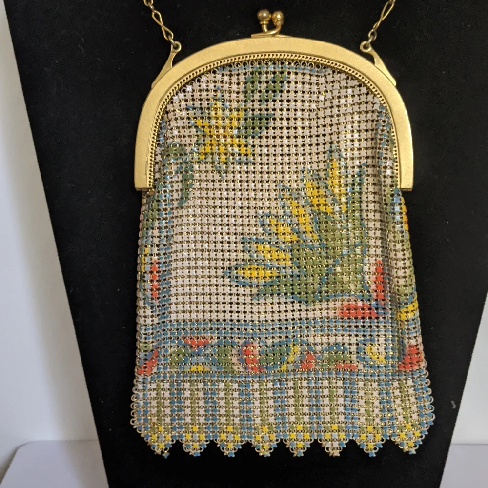 Vintage Whiting and Davis Enameled Mesh Purse 1920s - Picture 4 of 6